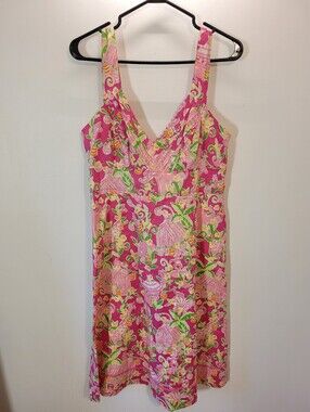 Vintage Lilly Pulitzer Pink Floral Animal Print Midi Dress - Size 8
